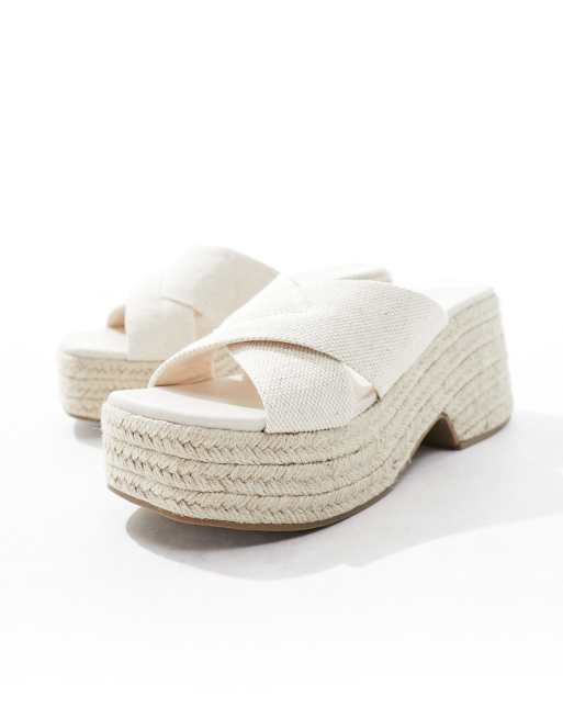 ASOS DESIGN Toy Sandales compensees a brides croisees Naturel