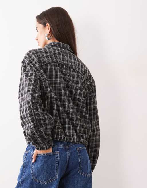 ASOS DESIGN track funnel neck jacket set in mono check, 4 of 4