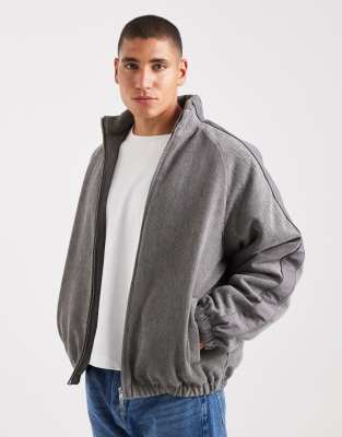 Asos Design Track Jacket In Gray