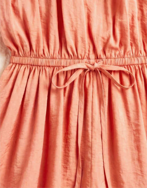 ASOS DESIGN track romper with lace hem in orange color block, 8 of 8