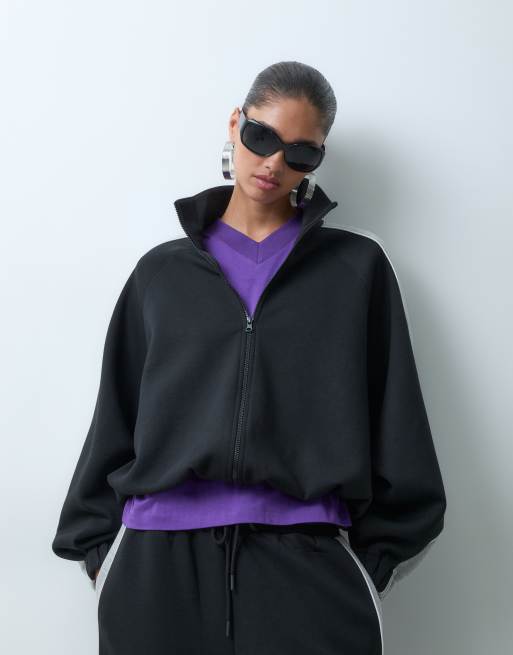 ASOS DESIGN track style panelled co-ord in black & grey scuba-style fabric, 3 of 3