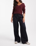 [ASOS DESIGN] ASOS DESIGN tracki-style pull-on wide leg jeans in rinse wash-Navy XS Indigo rinse