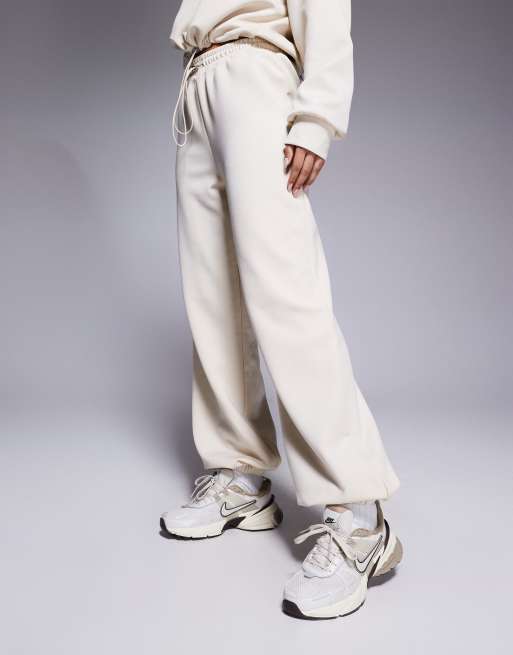 ASOS DESIGN trackies with bungee cord in ecru in scuba-style fabric, 2 of 5