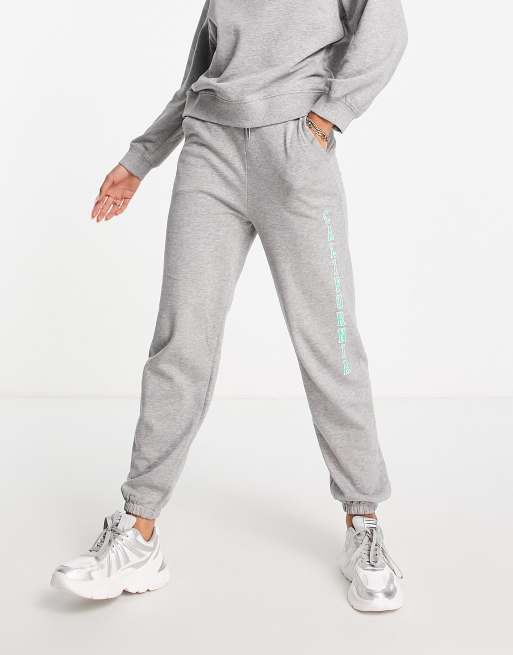 ASOS DESIGN trackies with San Diego graphic in grey marl (part of a set) 