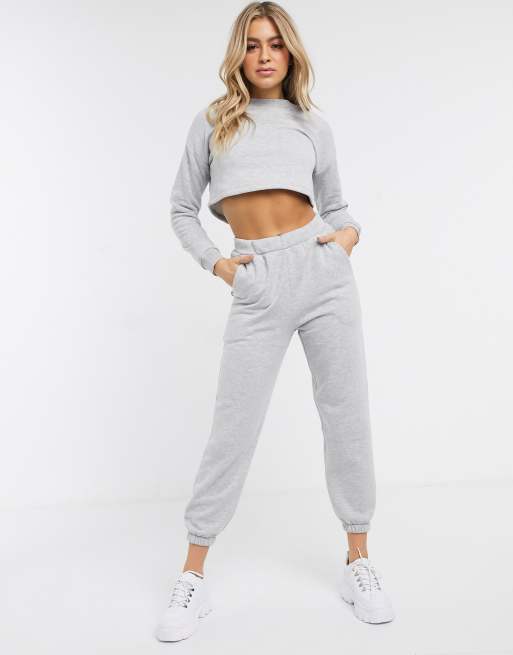 Cropped grey joggers sale