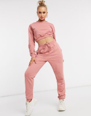 pink cropped tracksuit