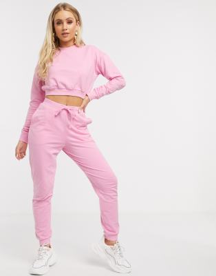 pink cropped tracksuit