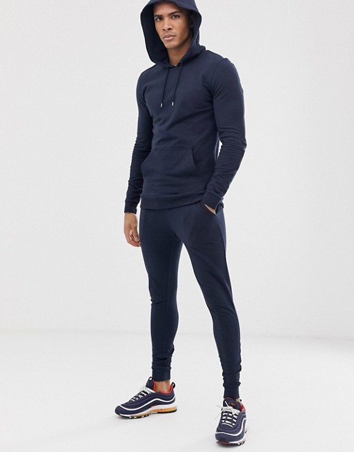 ASOS DESIGN tracksuit extreme super skinny joggers/muscle hoodie in ...