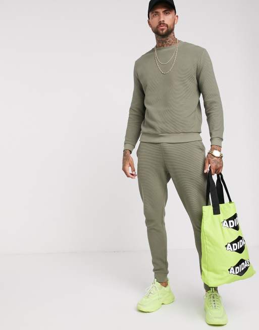 mens khaki tracksuit set