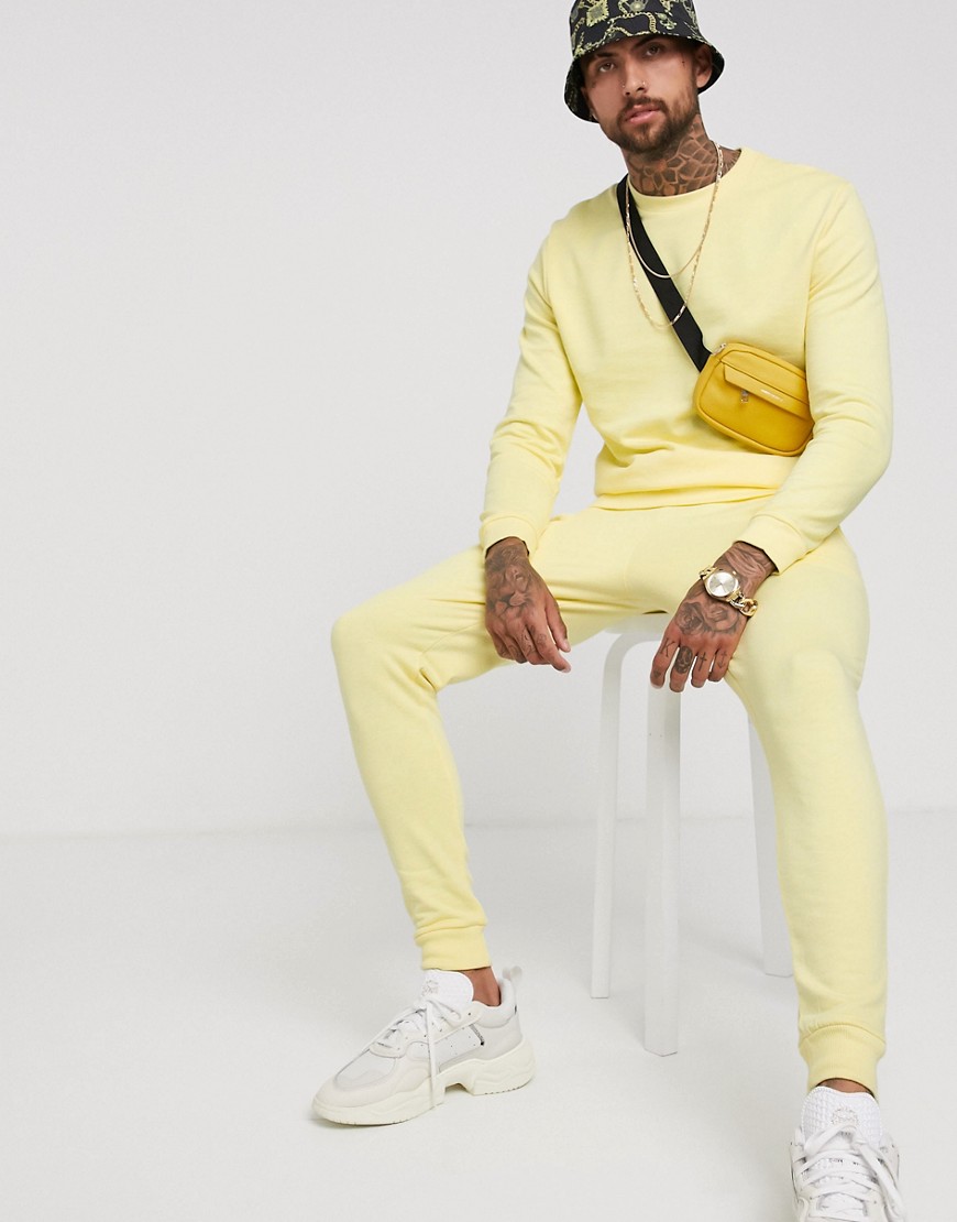 ASOS DESIGN tracksuit in pale yellow