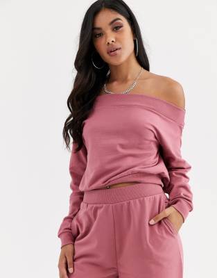 ASOS DESIGN tracksuit off shoulder sweat / jogger