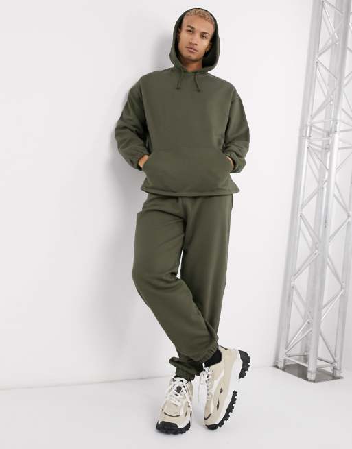 ASOS DESIGN tracksuit oversized hoodie / oversized sweatpants in khaki | ASOS