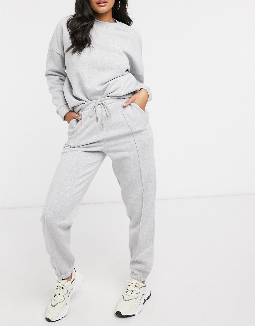 Asos Design Tracksuit Oversized Sweat / Jogger With Be Happy Slogan In Gray Marl-grey