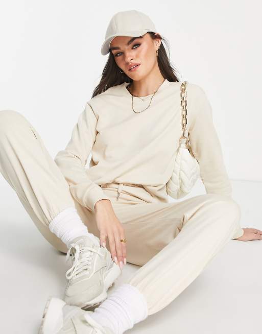 ASOS DESIGN tracksuit slim sweat jogger in neutral ASOS