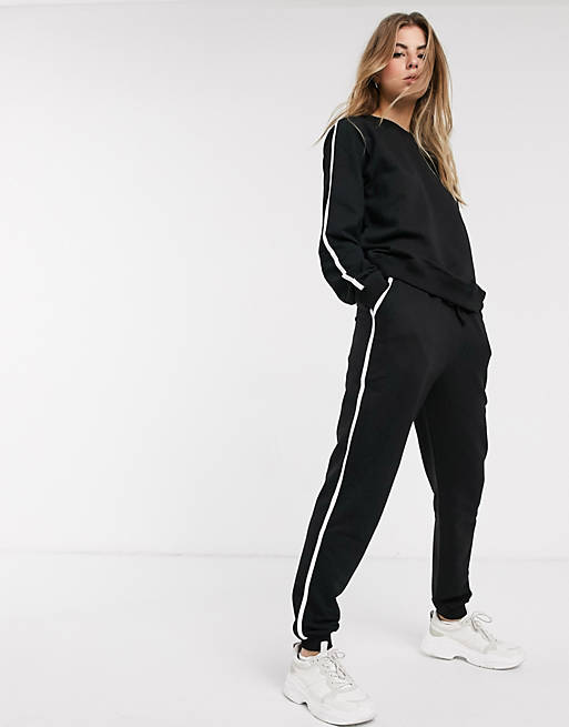 Tracksuits tracksuit sweat / basic jogger with tie with contrast binding in organic cotton 