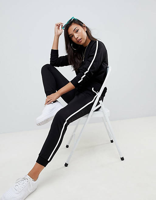 ASOS DESIGN tracksuit sweat / basic jogger with tie with contrast binding
