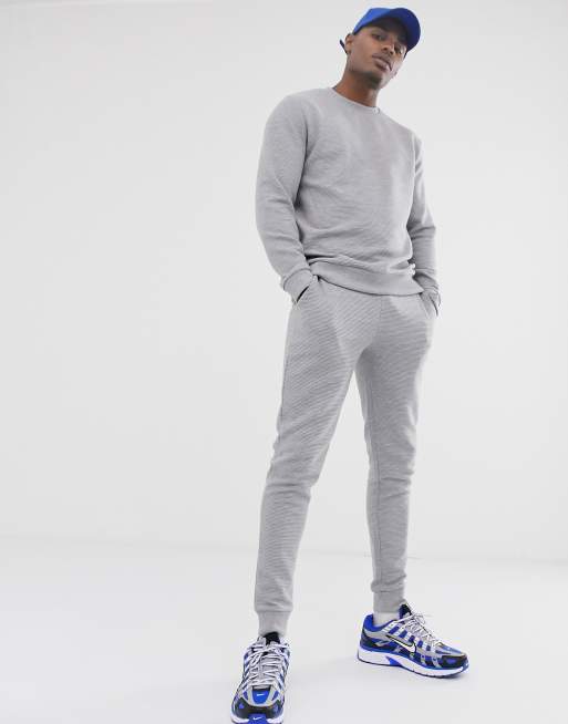 ASOS DESIGN skinny joggers in grey marl