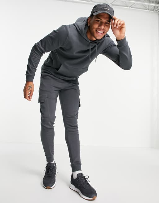 ASOS DESIGN tracksuit with hoodie and cargo skinny track pants in