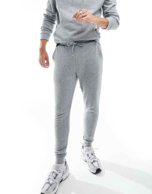 ASOS DESIGN tracksuit with hoodie and skinny joggers in grey marl