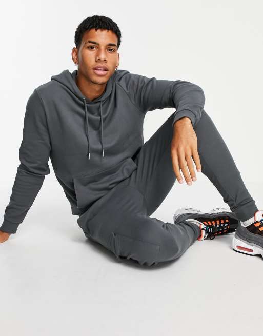 ASOS DESIGN velour standard sweatshirt/ skinny jogger tracksuit in