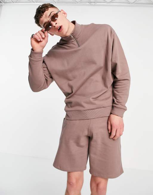 ASOS DESIGN tracksuit with oversized half zip sweatshirt and oversized