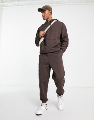 ASOS DESIGN tracksuit with oversized hoodie and joggers in brown