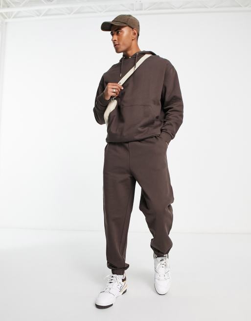 ASOS DESIGN tracksuit with oversized hoodie and joggers in brown | ASOS