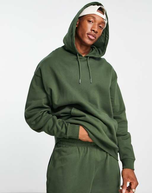 ASOS DESIGN tracksuit with oversized hoodie and oversized joggers in khaki