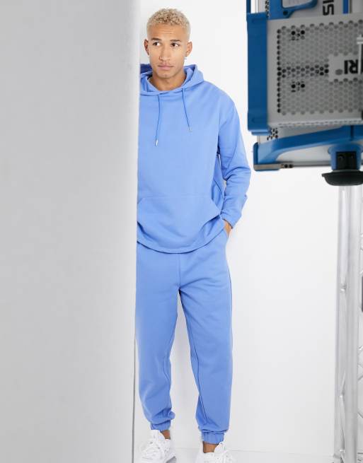 Blue joggers and online hoodie