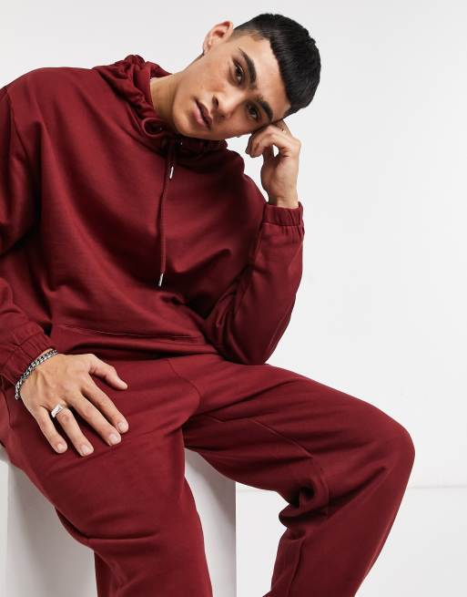 Burgundy store sweatsuit mens