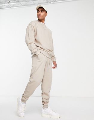 ASOS DESIGN tracksuit with oversized sweatshirt & tapered sweatpants in ...