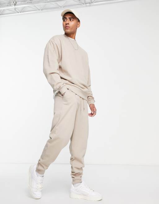 ASOS DESIGN tracksuit with oversized sweatshirt tapered