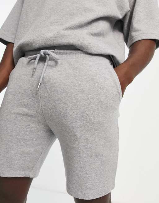 ASOS DESIGN tracksuit with short sleeve sweatshirt and slim shorts in gray heather, 2 of 4