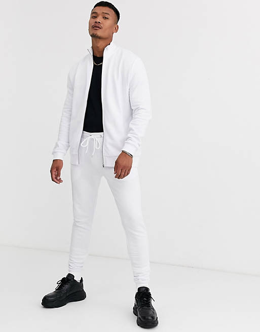 ASOS DESIGN tracksuit with track top in white | ASOS