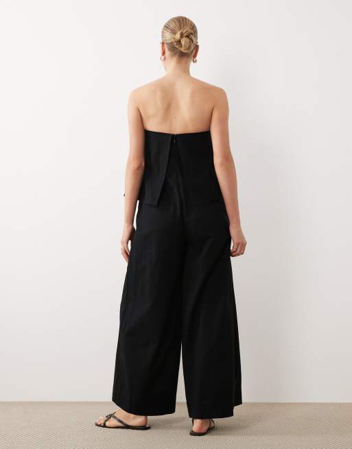 ASOS DESIGN – Trägerloser, zweilagiger Jumpsuit in Schwarz, 4 von 4