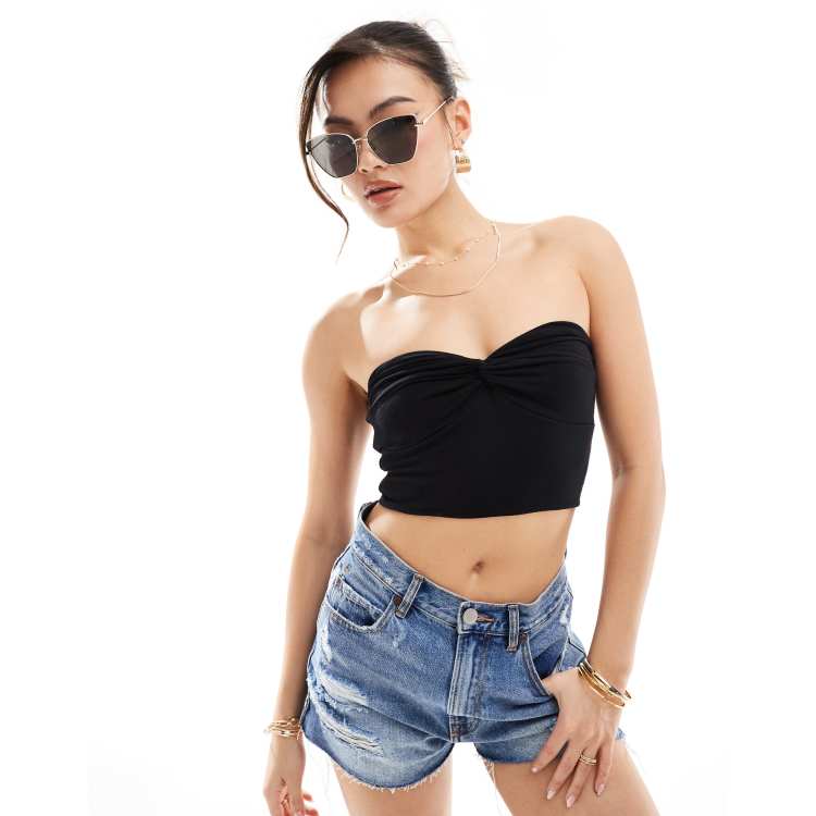 Asos black crop top on sale