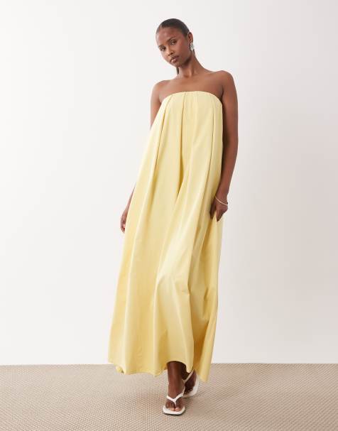 ASOS DESIGN – Trägerloses Maxikleid in Gelb - view 1