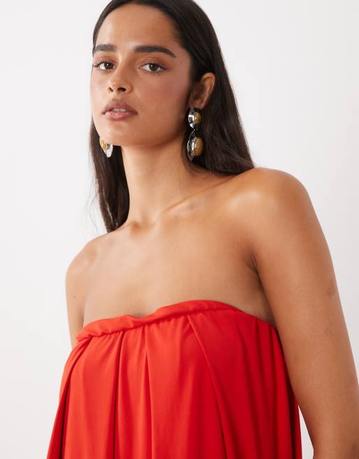 ASOS DESIGN trägerloses Maxikleid in Rot, 3 von 4