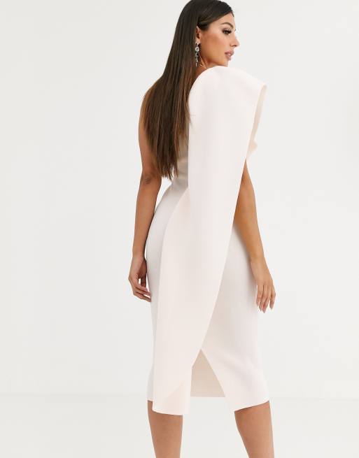 ASOS DESIGN – Trägerloses Midikleid mit One-Shoulder-Träger, Organza-Einsatz und Cape-Rückseite, 2 von 4