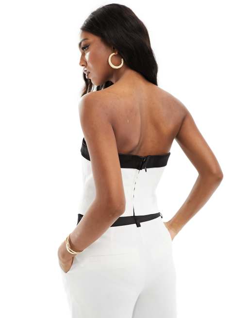 ASOS DESIGN – Trägerloses Smoking-Oberteil in Creme, 3 von 4