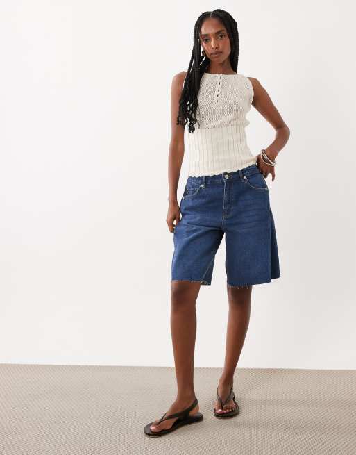 ASOS DESIGN – Trägerloses Strickoberteil in Cremeweiß mit Blumenmuster, 2 von 4