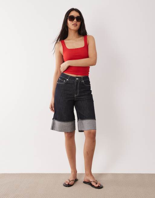ASOS DESIGN – Trägertop aus Pointelle in Rot mit eckigem Ausschnitt, 2 von 4