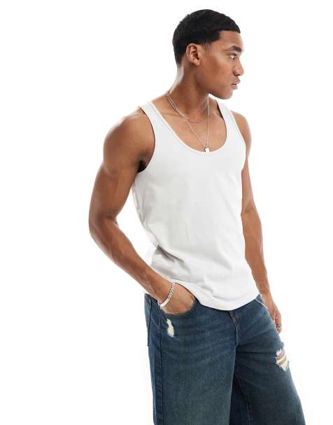 ASOS DESIGN – Trägertop aus schwerem Stoff in Hellgrau - view 1