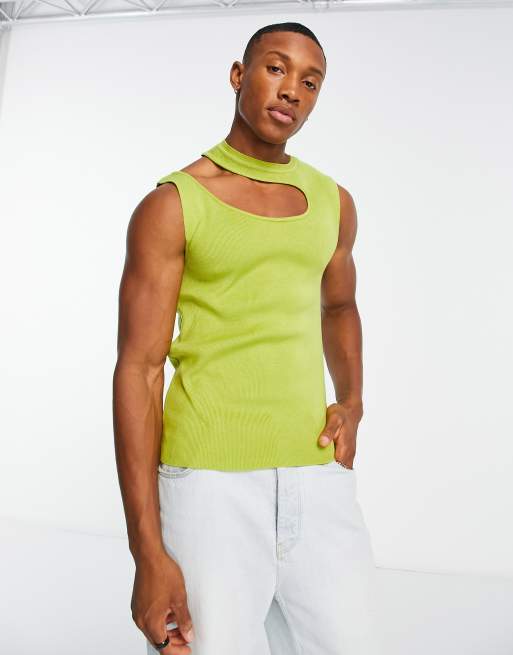 ASOS DESIGN – Trägertop aus Strick in Minzgrün mit Schulterausschnitt