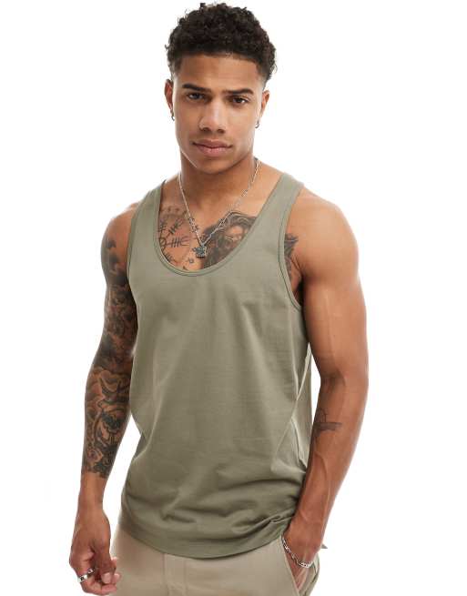 ASOS DESIGN – Trägertop in Khaki