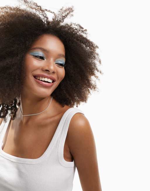 ASOS DESIGN – Trägertop in Weiß mit tiefem, eckigem Ausschnitt