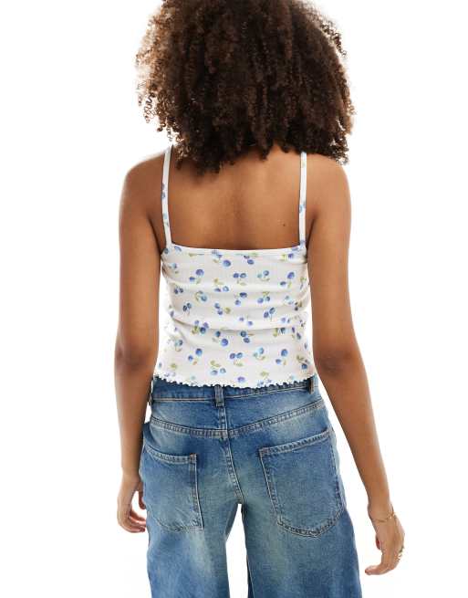ASOS DESIGN – Trägertop mit Blaubeer-Print und Kräuselsaum, 2 von 4