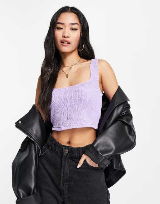 Asos Design Trägertop Mit Knitterstruktur In Fliederlila Asos