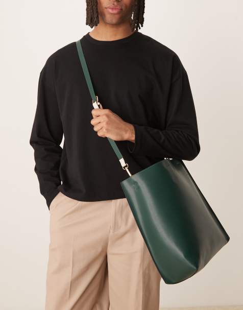 ASOS DESIGN – Tragetasche aus Kunstleder in Grün mit Umhängeriemen - view 1