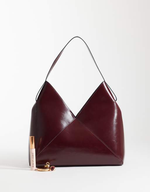 ASOS DESIGN – Tragetasche in Burgunderrot mit Bahnendesign, 2 von 4